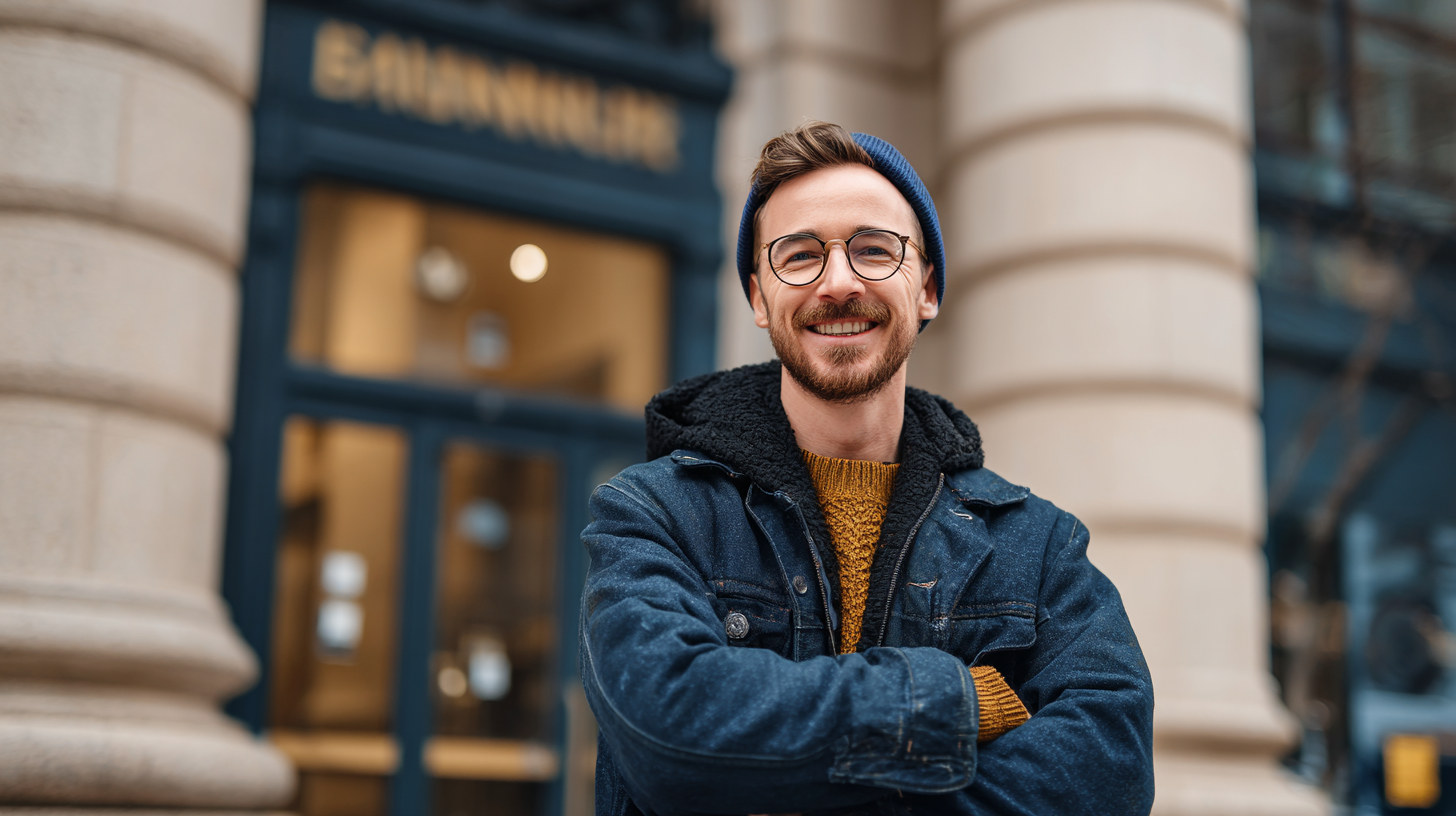 Freelancer at bank getting loan.png