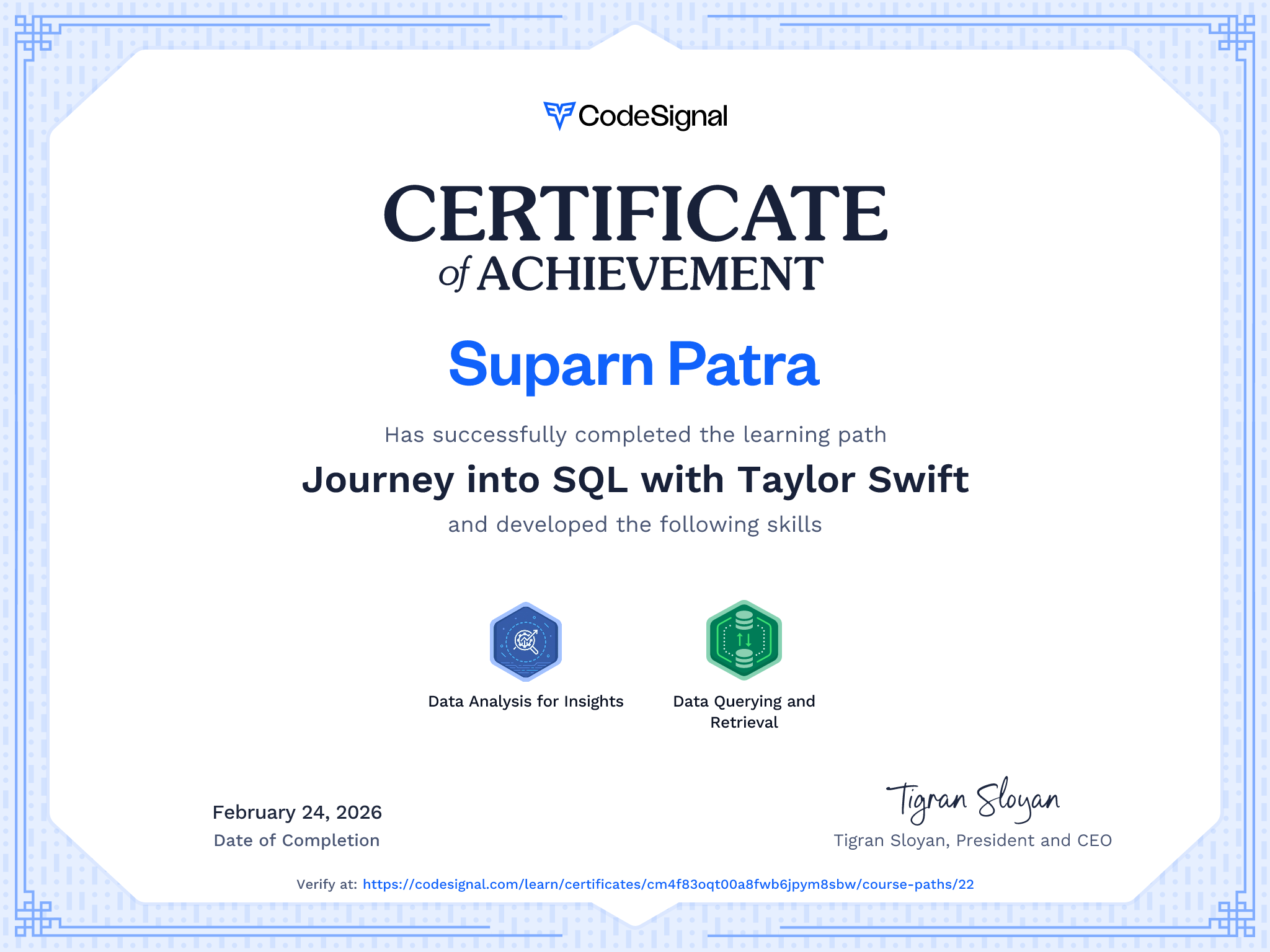 Suparn codesignal sql path certificate.png